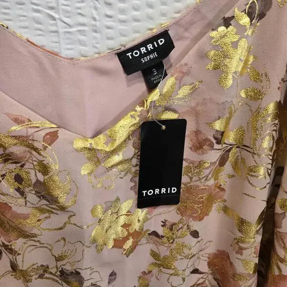 Torrid Sophie Double Layer Cami Women's 3XL Pale Mauve & Gold Fairy Romantic NWT - Picture 4 of 8